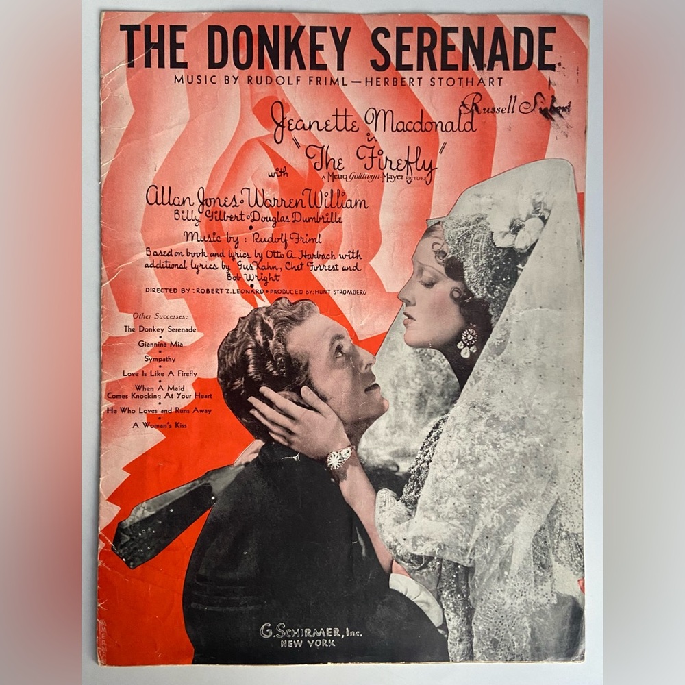 The Donkey Serenade Sheet Music 1930's